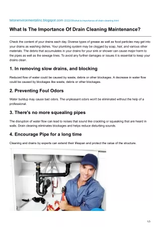 What Is The Importance Of Drain Cleaning Maintenance