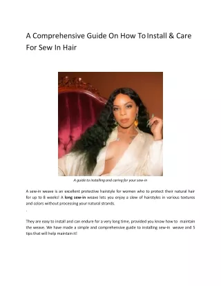 A Comprehensive Guide On How To Care For And Sew In Hair