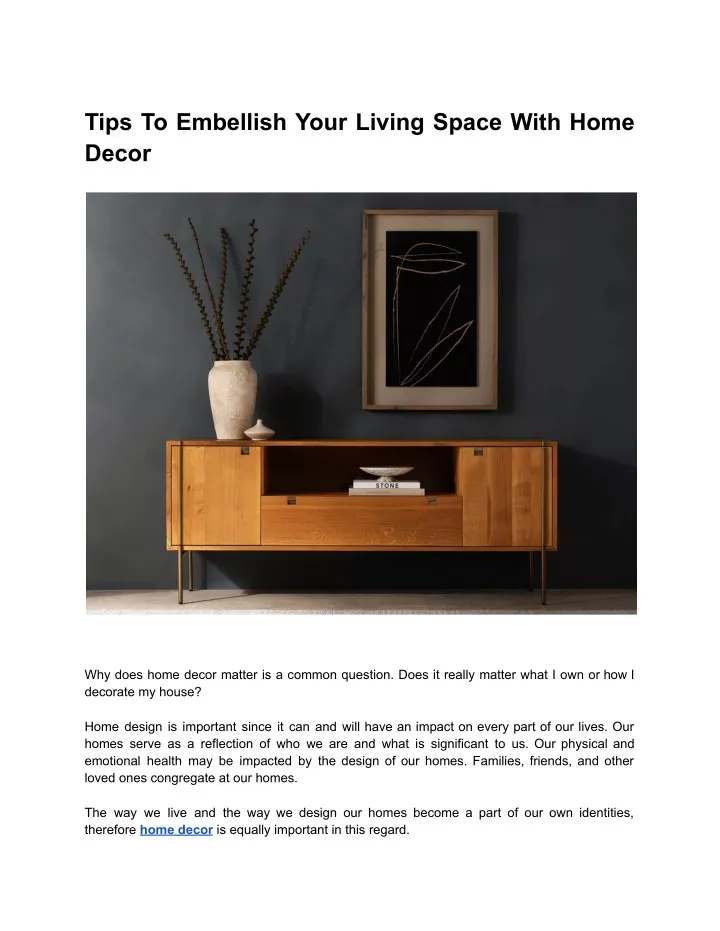 tips to embellish your living space with home