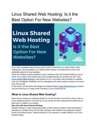 linux shared web hosting is it the best option