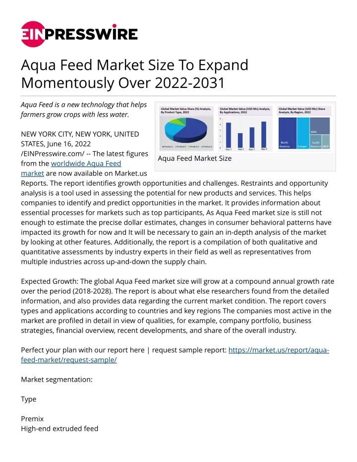 aqua feed market size to expand momentously over