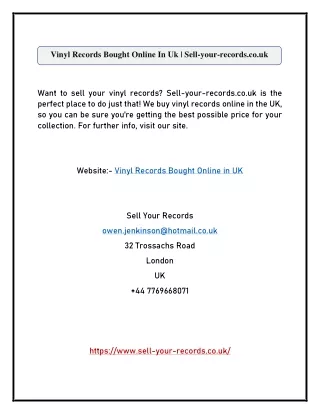 Vinyl Records Bought Online In Uk | Sell-your-records.co.uk