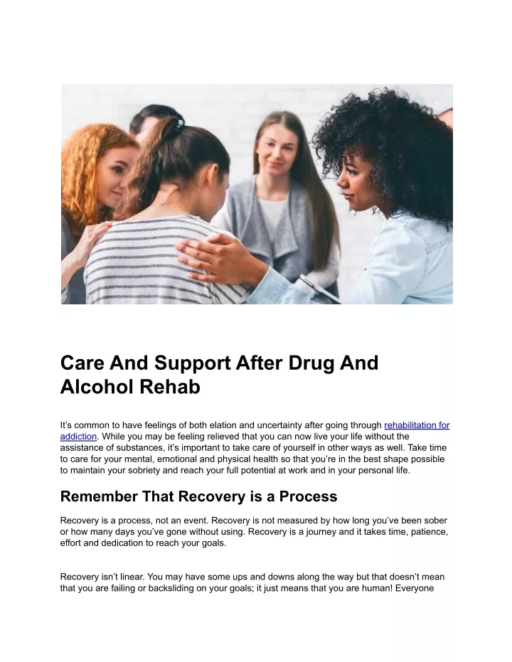 care and support after drug and alcohol rehab