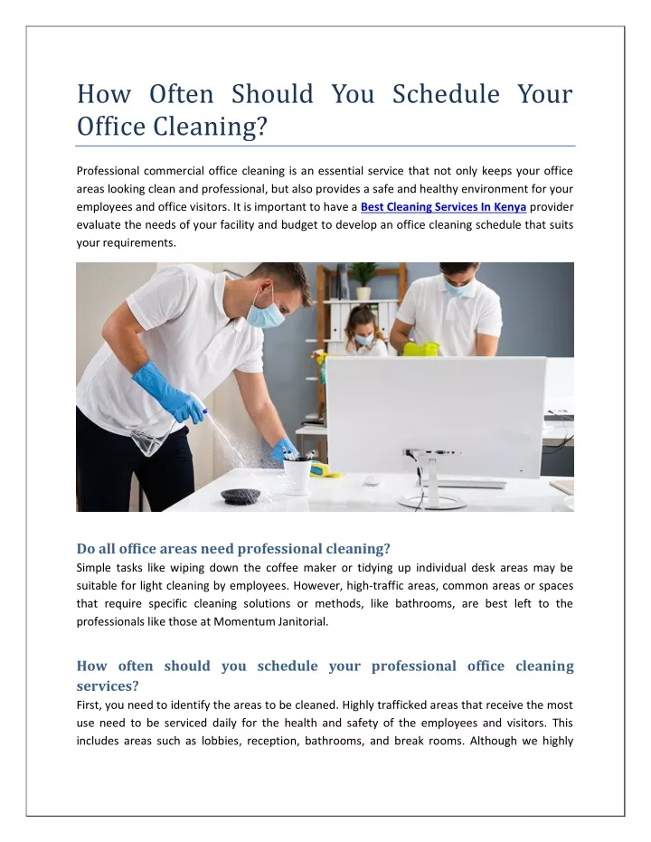 how often should you schedule your office cleaning