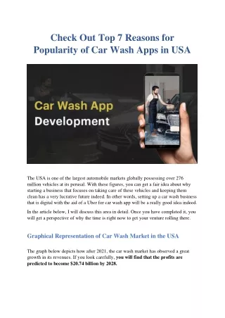 Check Out Top 7 Reasons for Popularity of Car Wash Apps in USA