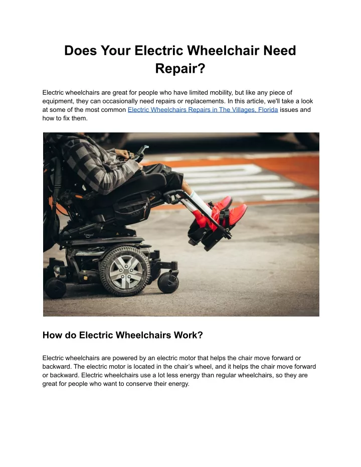 does your electric wheelchair need repair