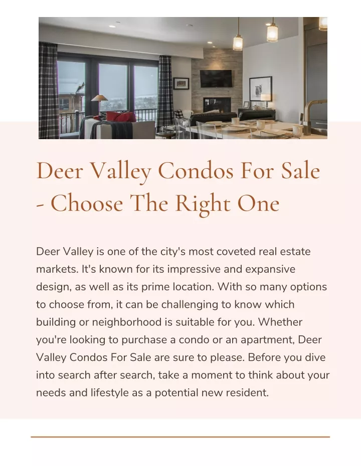 deer valley condos for sale choose the right one