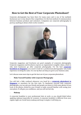 How to Get the Best of Your Corporate Photoshoot