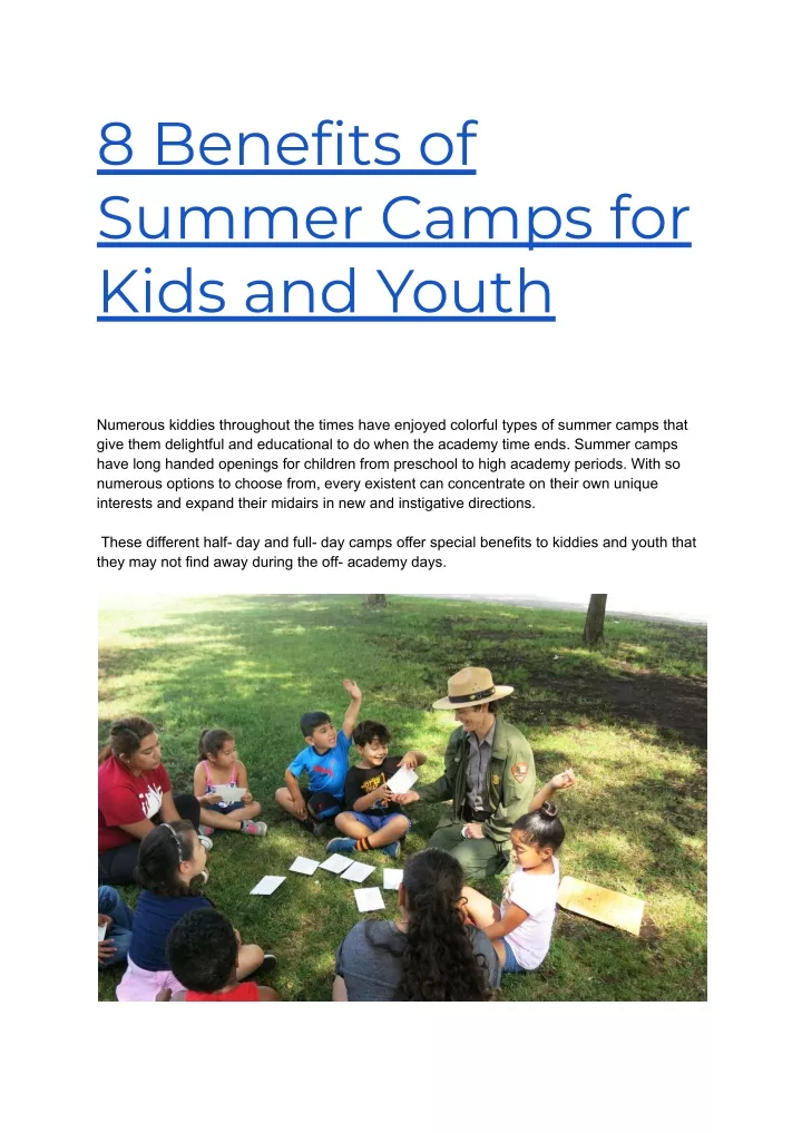 PPT 8 Benefits Of Summer Camps For Kids And Youth PowerPoint 