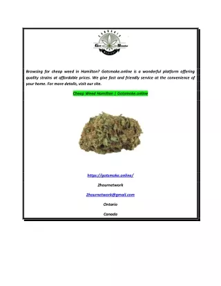 Cheap Weed Hamilton  Gotsmoke.online