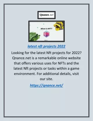 Latest Nft Projects 2022 | Qnance.net