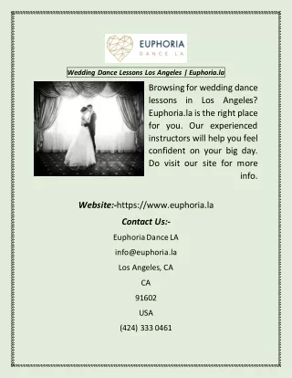Wedding Dance Lessons Los Angeles  Euphoria.la