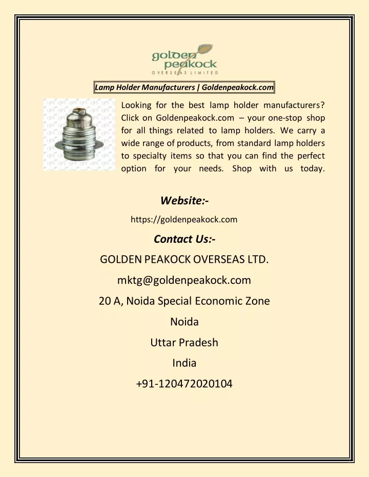 lamp holder manufacturers goldenpeakock com