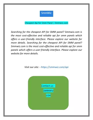 cheapest api for smm panel smmwiz com