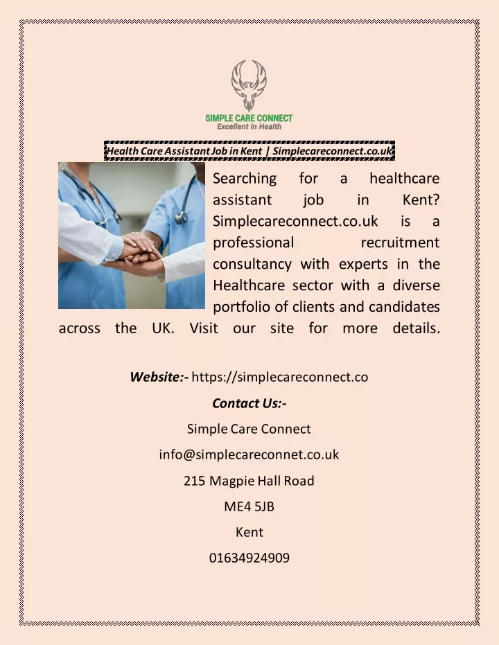 health care assistant job in kent