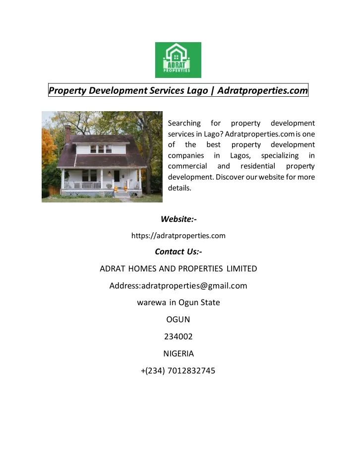 property development services lago