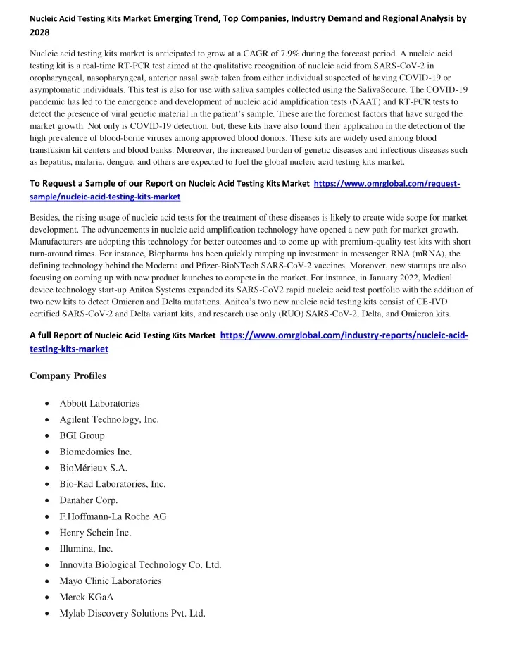 nucleic acid testing kits market emerging trend