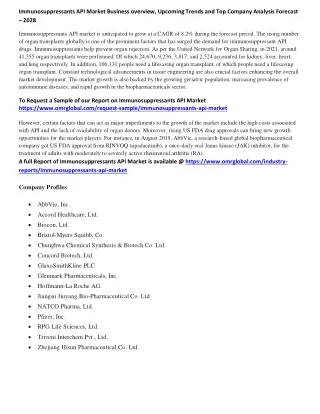 immunosuppressants api market business overview