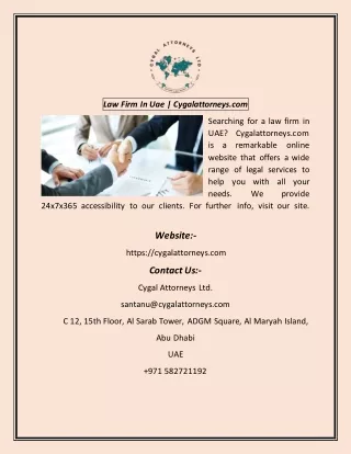 Law Firm In Uae  Cygalattorneys