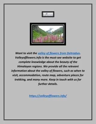 Valley Of Flowers From Dehradun | Valleyofflowers.info