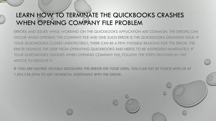 learn how to terminate the quickbooks crashes when opening company file problem