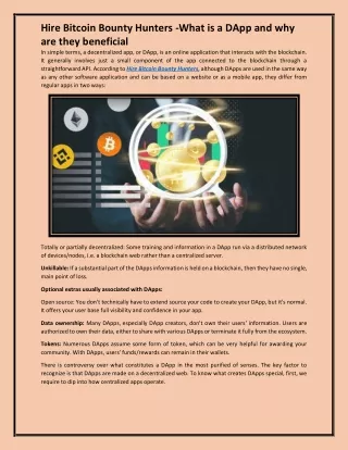 Hire Bitcoin Bounty Hunters -What is a DApp and why are they beneficial