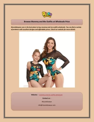 Browse Mommy and Me Outfits at Wholesale Price