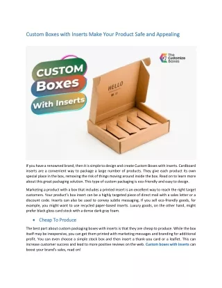custom boxes with inserts make your product safe