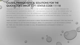 causes prerequisites solutions for the quickbooks error 3371 status code 11118
