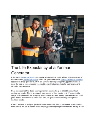 The Life Expectancy of a Yanmar Generator