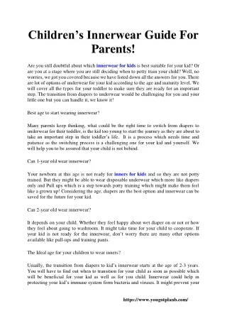Children’s Innerwear Guide For Parents