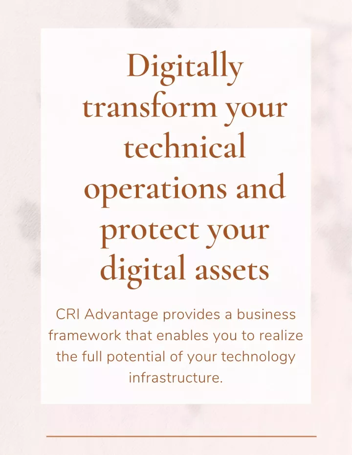 digitally transform your technical operations