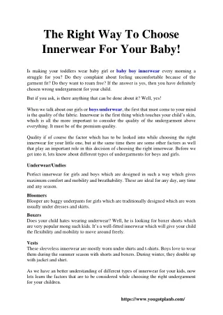 The Right Way To Choose Innerwear For Your Baby