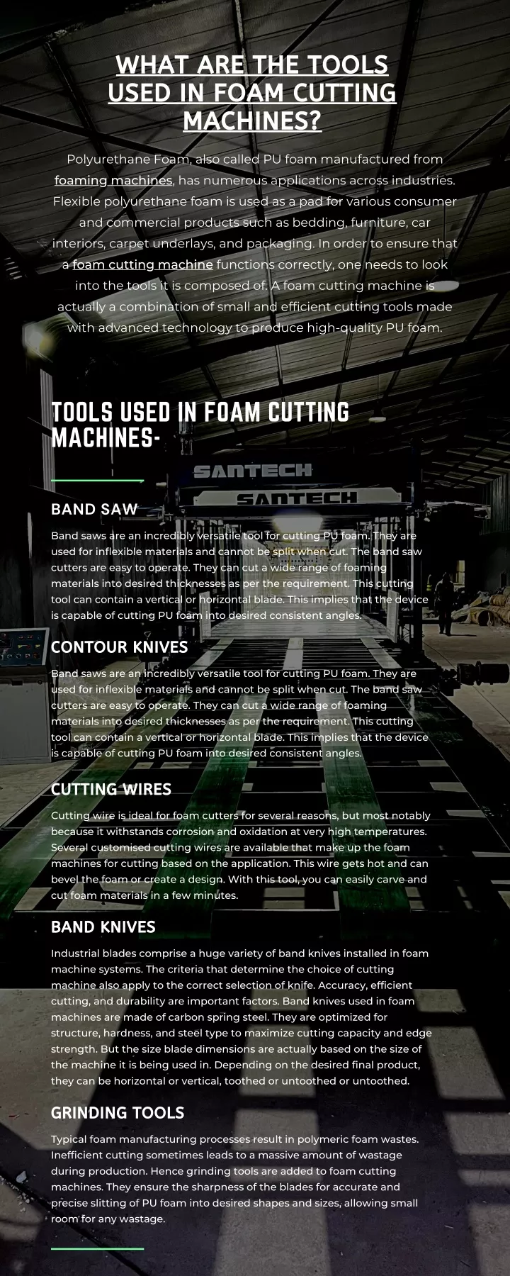 what are the tools used in foam cutting machines