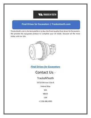 final drives for excavators tracksnteeth com
