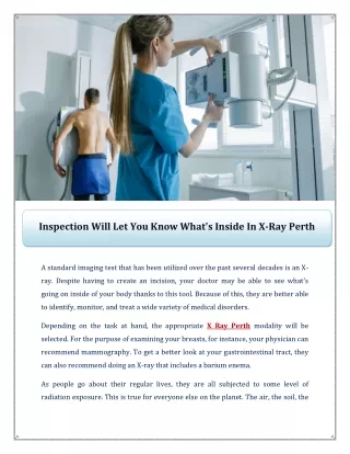 Inspection Will Let You Know What's Inside In X-Ray Perth