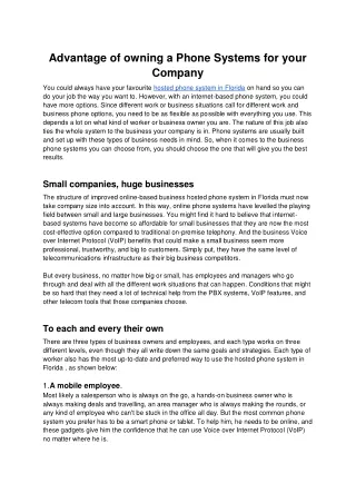 Advantage of Owning a Phone Systems for Your Company