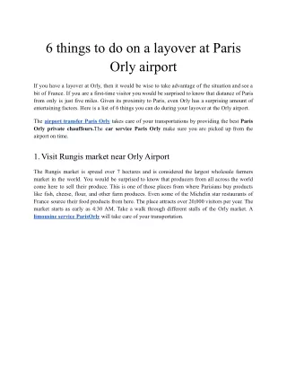 6 things to do on a layover at Paris Orly airport