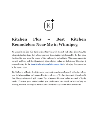 Kitchen Plus – Best Kitchen Remodelers Near Me in Winnipeg
