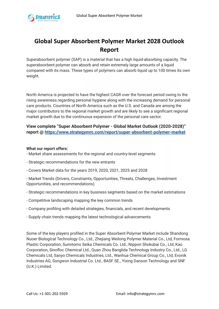 global super absorbent polymer market