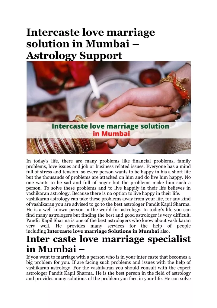 intercaste love marriage solution in mumbai