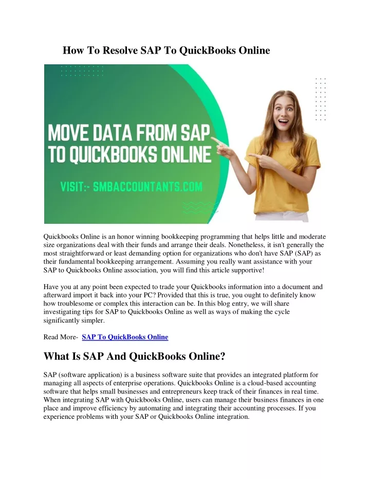 how to resolve sap to quickbooks online