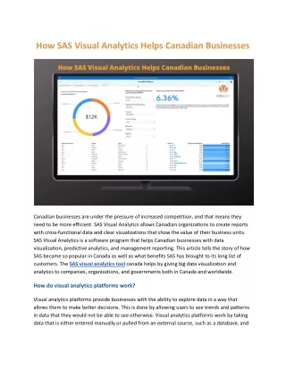 How SAS Visual Analytics Helps Canadian Businesses