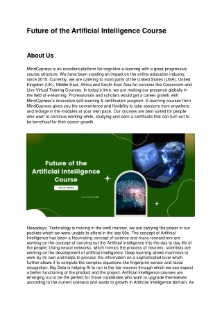 future of the artificial intelligence course