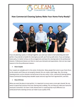 How Commercial Cleaning Sydney Make Your Home Party-Ready
