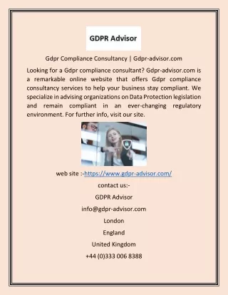 Gdpr Compliance Consultancy  Gdpr-advisor