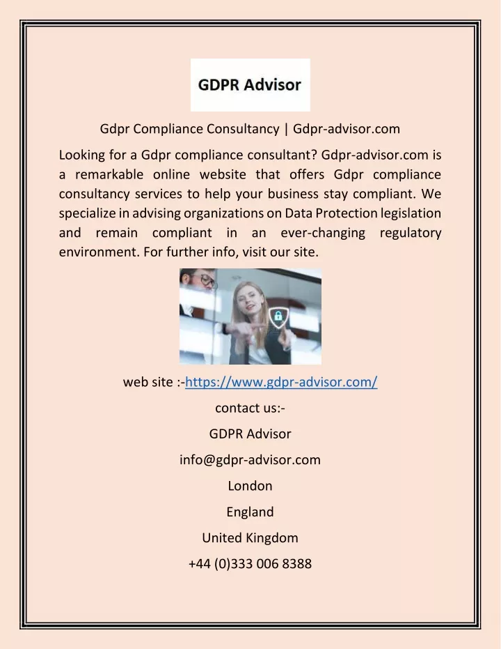 gdpr compliance consultancy gdpr advisor com