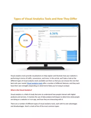 Types of Visual Analytics Tools and How They Differ