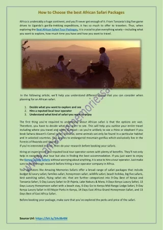 how to choose the best african safari packages