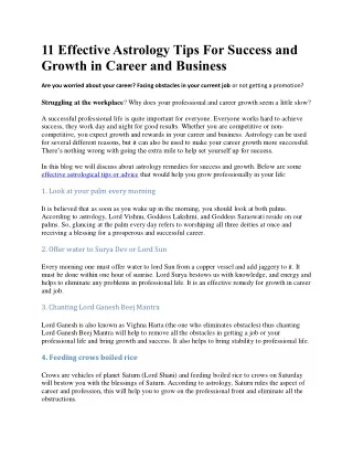 11 Effective Astrology Tips For Success and Growth in Career and Business